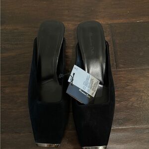 NWT Massimo Dutti Square Toe leather mules